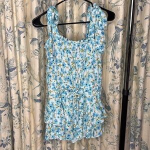 Day and Moon Floral Romper Blue